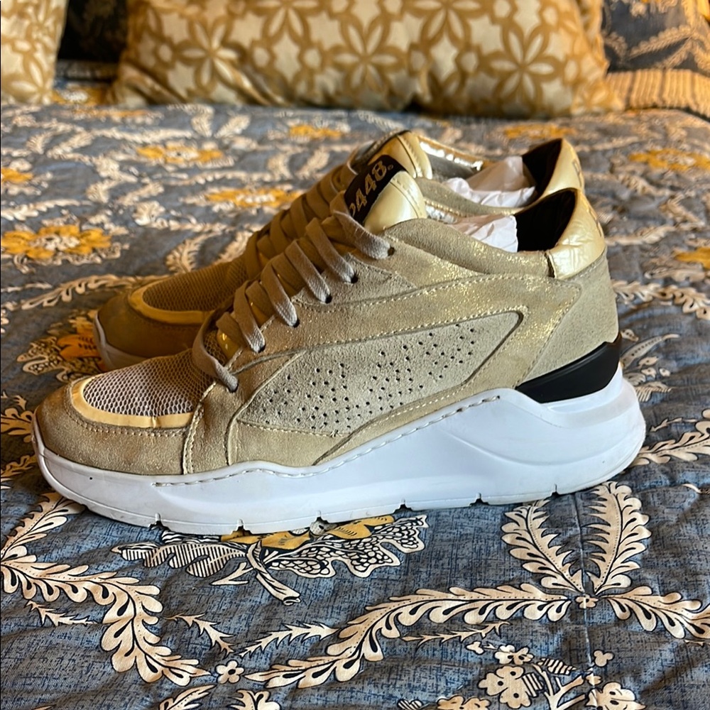 Gold and White Sneakers